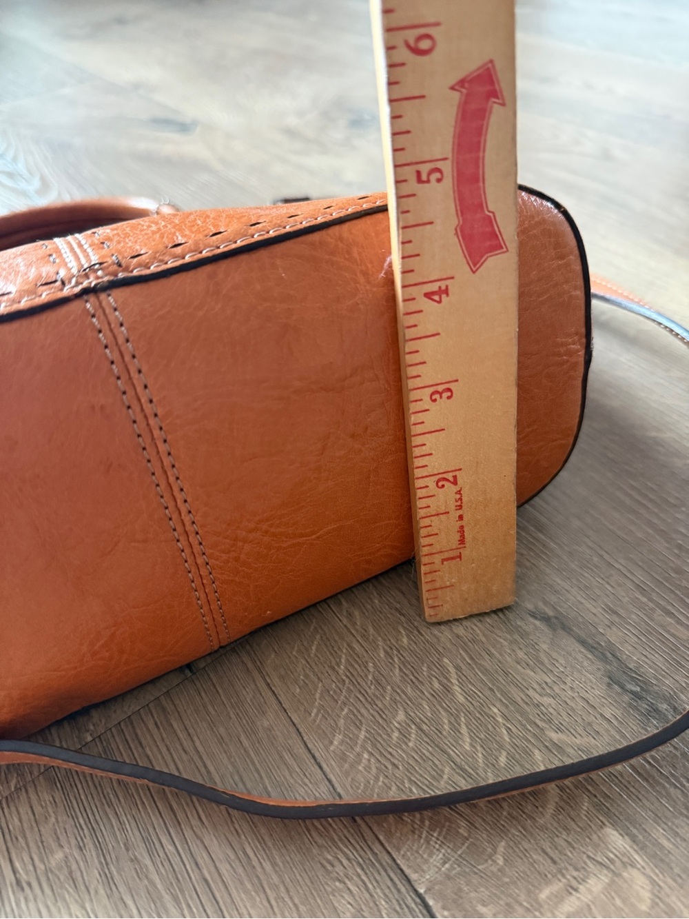 Vintage Fossil Brown Leather Circle-Handle Shoulder Bag - Picture 14 of 15